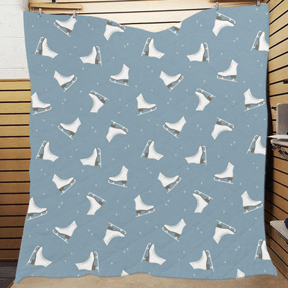 Ice Skate Pattern Print Design 02 Premium Quilt