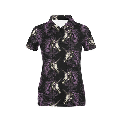 Unicorn Skull head Women's Polo Shirt
