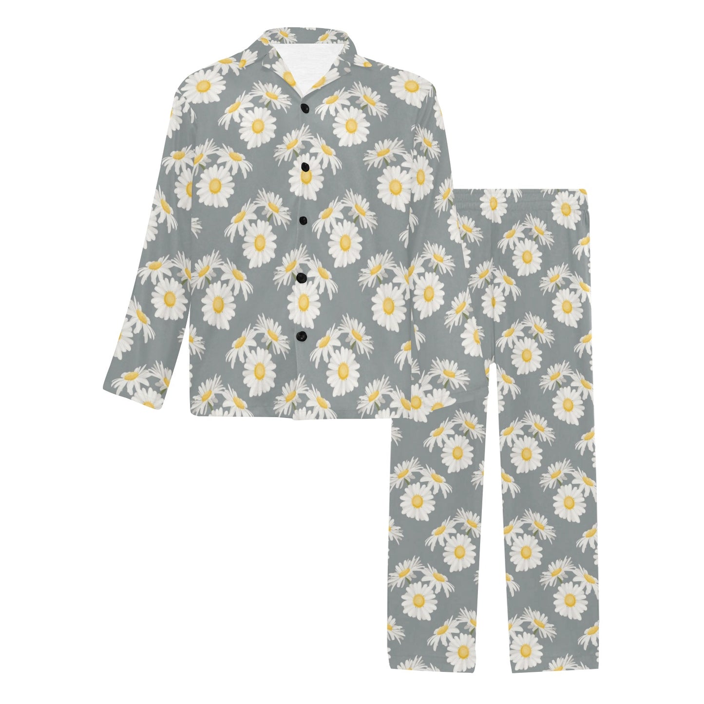 Daisy Pattern Print Design DS09 Men's Long Pajama Set