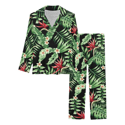 Bird Of Paradise Pattern Print Design BOP05 Women's Long Pajama Set