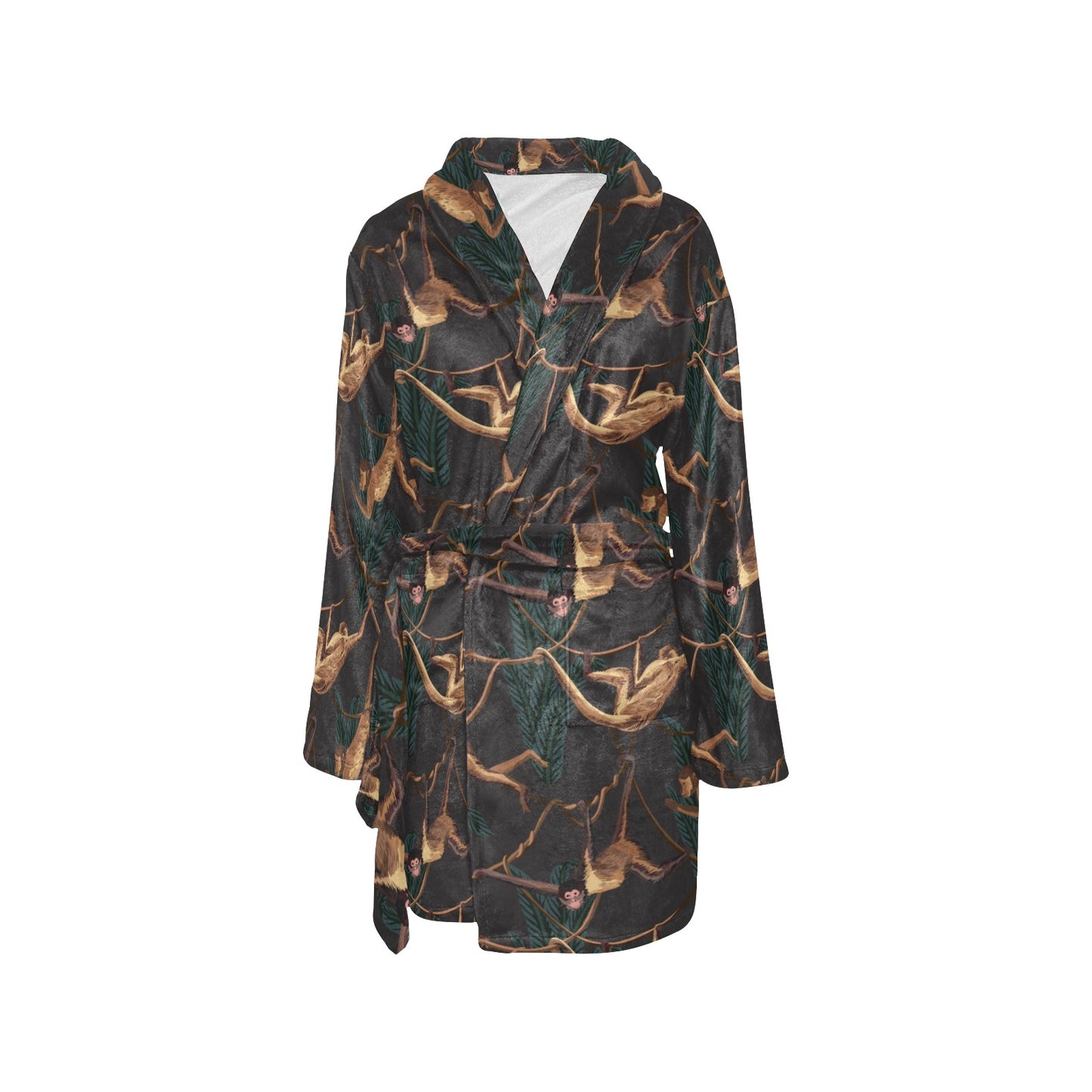 Monkey Pattern Print Design 02 Women's Fleece Robe