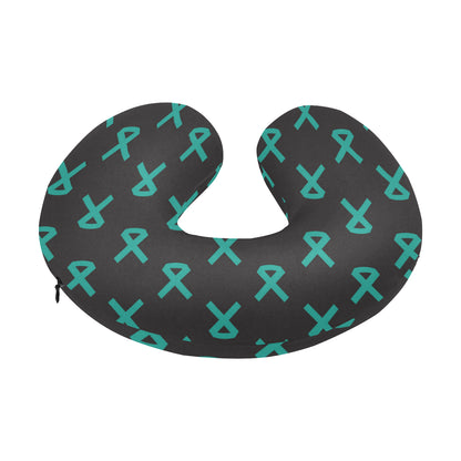 Ovarian cancer Pattern Print Design A01 U-Shaped Travel Neck Pillow