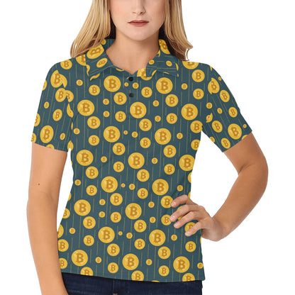 Bitcoin Pattern Print Design 01 Women's Polo Shirt
