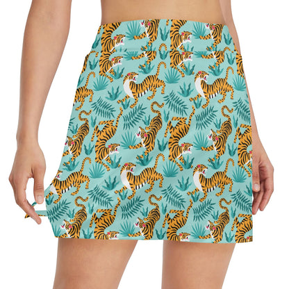 Tiger Print Design LKS304 17" Golf & Pickleball Skort with Pockets
