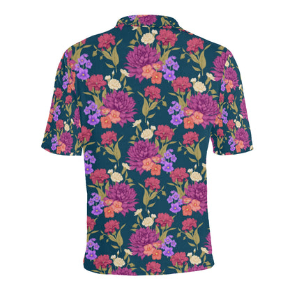 Dahlia Pattern Print Design DH01 Men Polo Shirt
