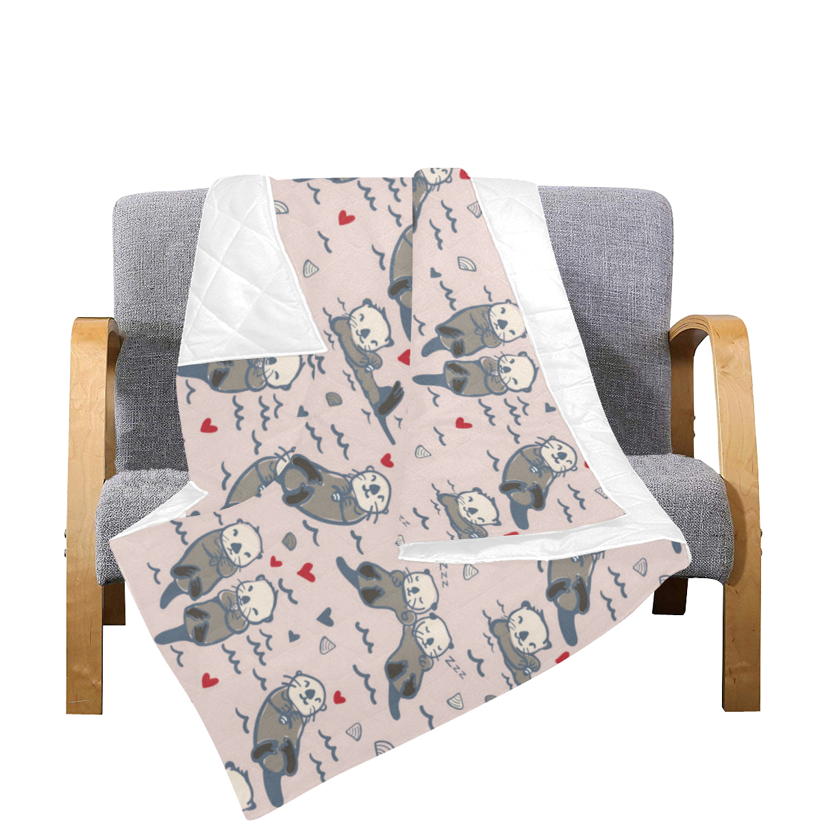 Sea Otter Pattern Print Design 02 Premium Quilt