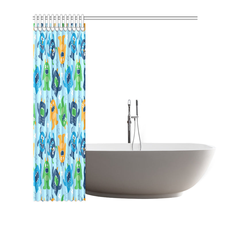 Monster Cartoon Pattern Print Design 04 Shower Curtain