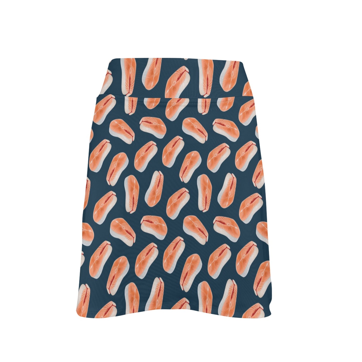 Salmon Steak Print Design LKS306 17" Golf & Pickleball Skort with Pockets