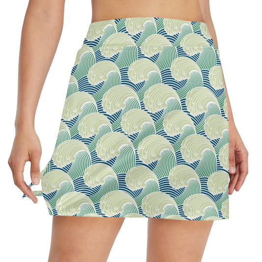 Wave Japan Style Print Design LKS302 17" Golf & Pickleball Skort with Pockets