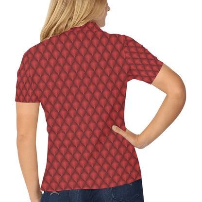 Dragons Red Skin Texture Women's Polo Shirt