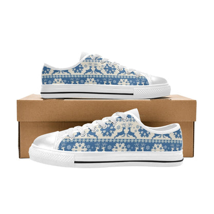 Reindeer Print Design LKS401 Women's White Low Top Shoes