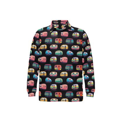 Camper Camping Pattern Long Sleeve Polo Shirt For Men's