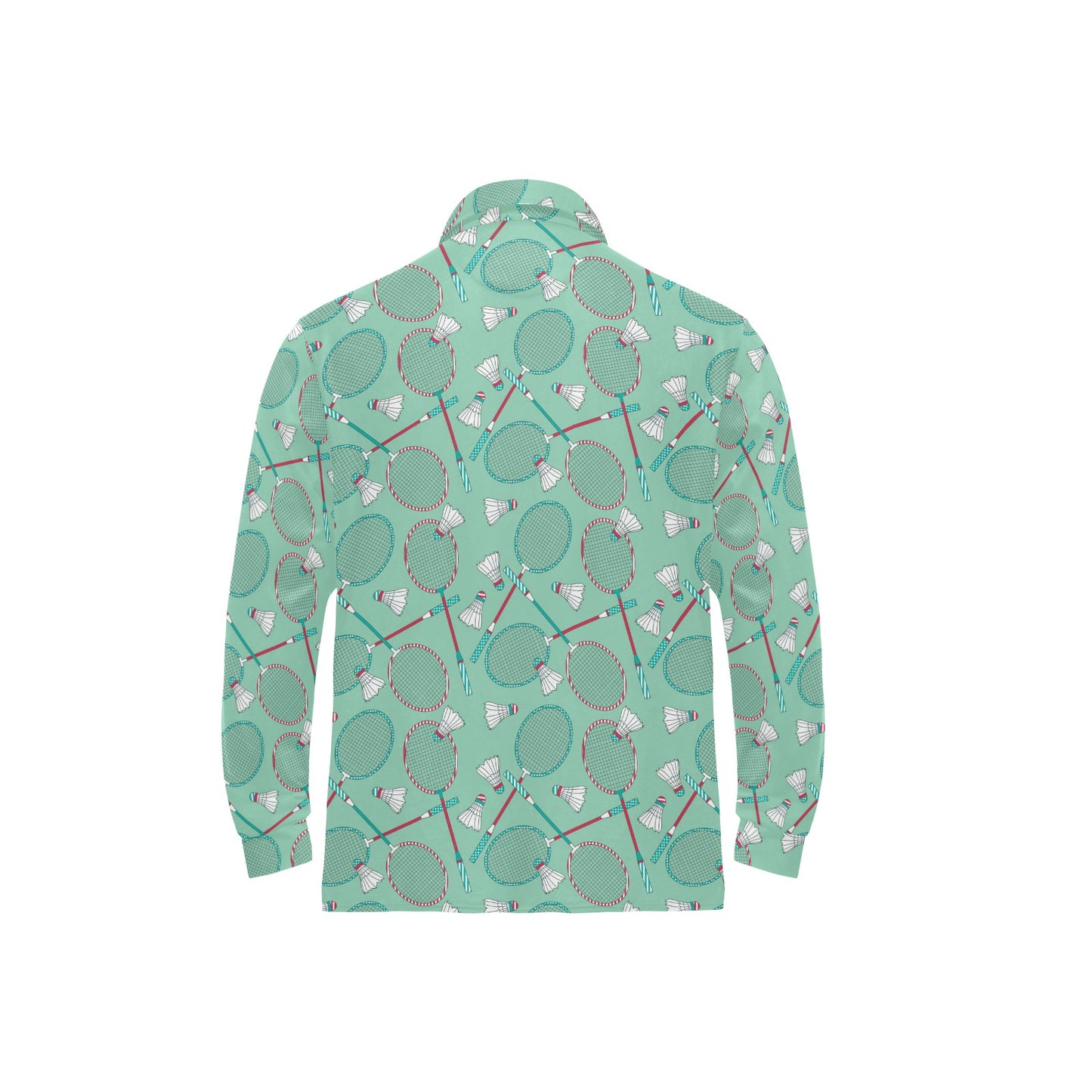Badminton Pattern Print Design 05 Long Sleeve Polo Shirt For Men's