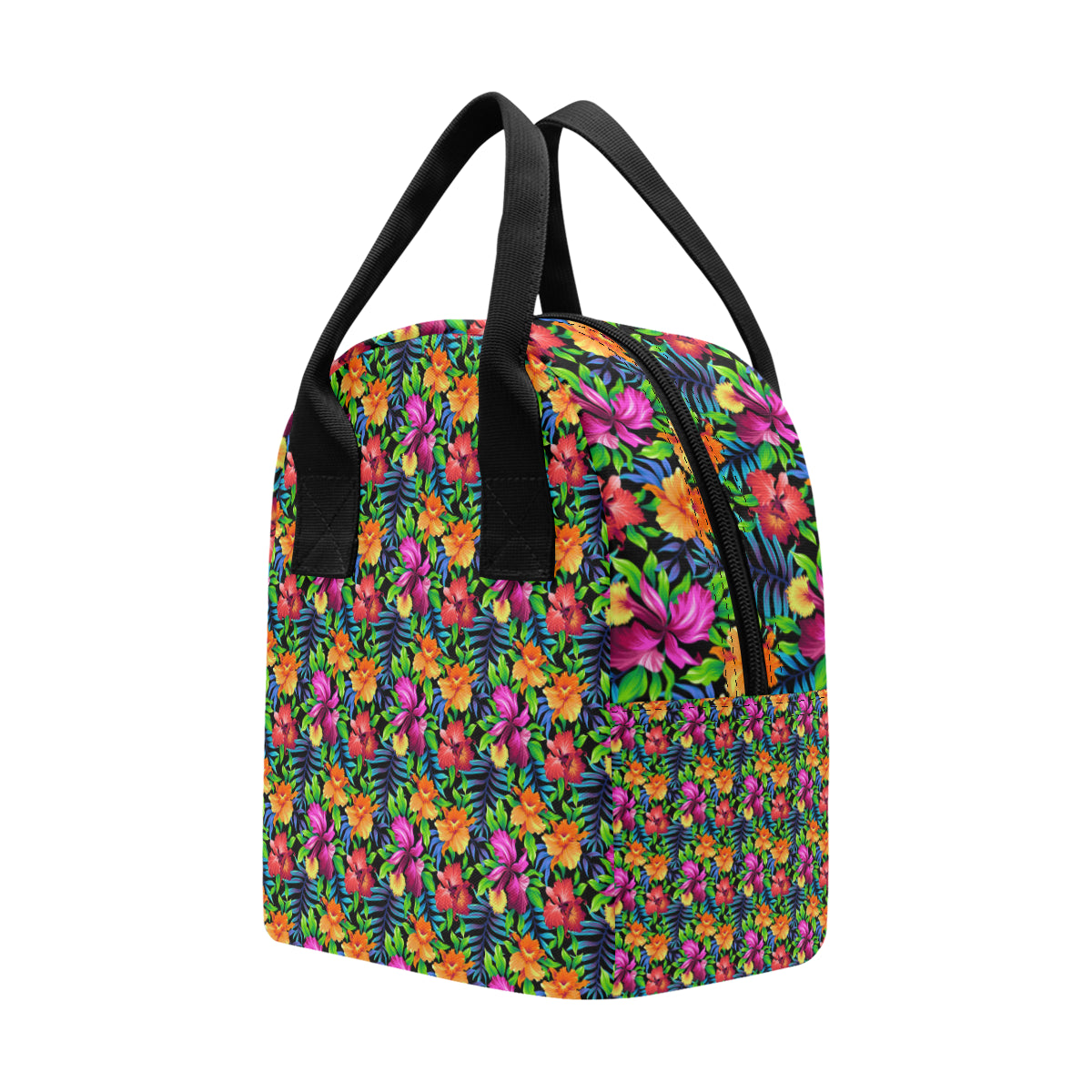 Tropical Folower Colorful Print Insulated Lunch Bag