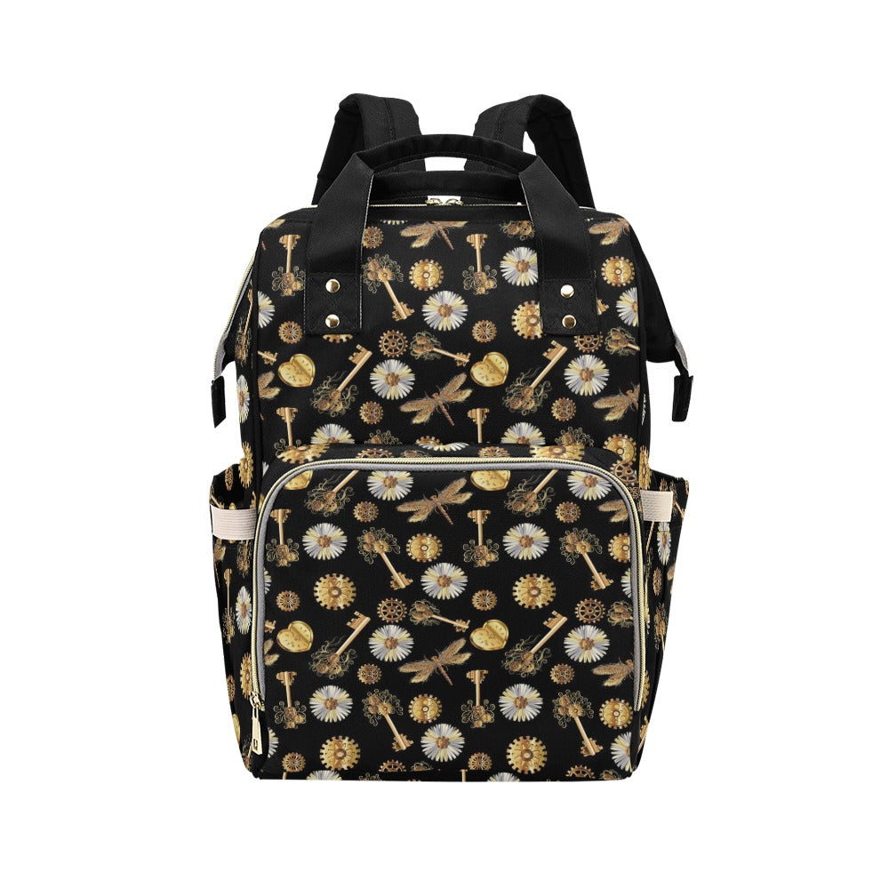 Steampunk Key Dragonfly Print Design LKS303 Diaper Bag Backpack