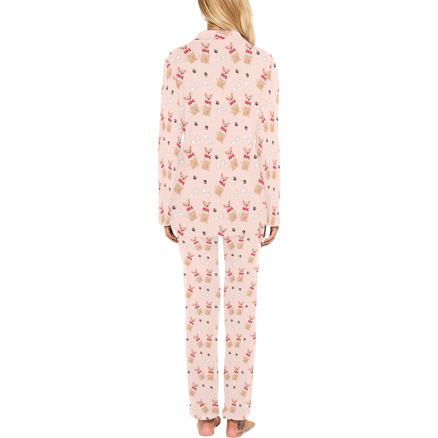 Chihuahua Pattern Print Design 04 Women's Long Pajama Set