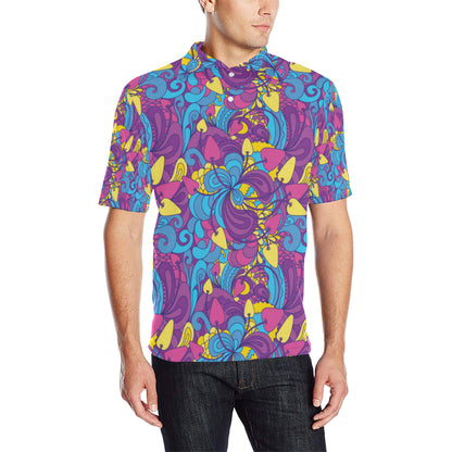 Psychedelic Mushroom Pattern Print Design A03 Men Polo Shirt