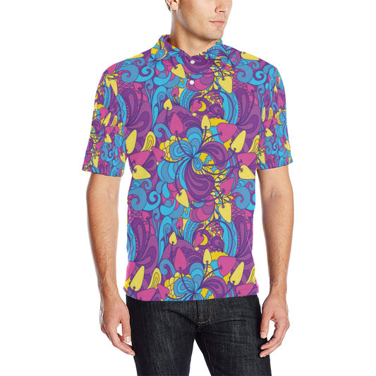 Psychedelic Mushroom Pattern Print Design A03 Men Polo Shirt