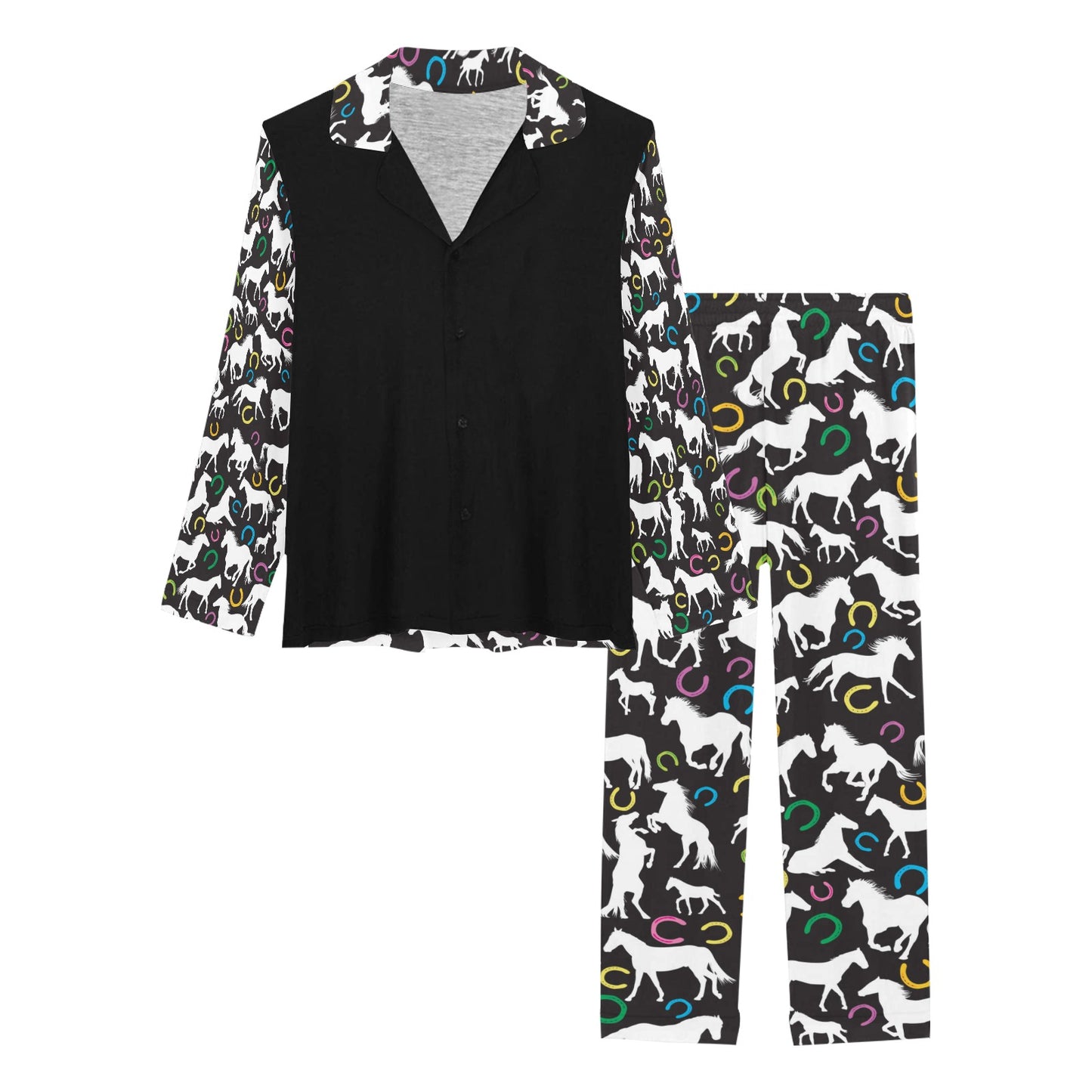 Horse Hoof Colorful Print Design LKS301 Women's Long Pajama Set