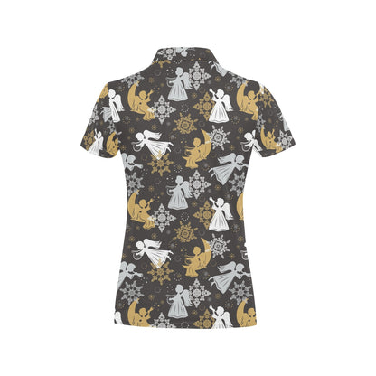 Angel Pattern Print Design 04 Women's Polo Shirt
