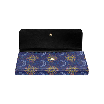 Celestial Moon Sun Pattern Print Design 01 Women's Trifold Wallet