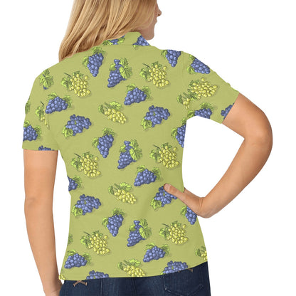 Grape Pattern Print Design GP08 Women's Polo Shirt
