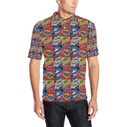 Comic Book Pattern Print Design 03 Men Polo Shirt