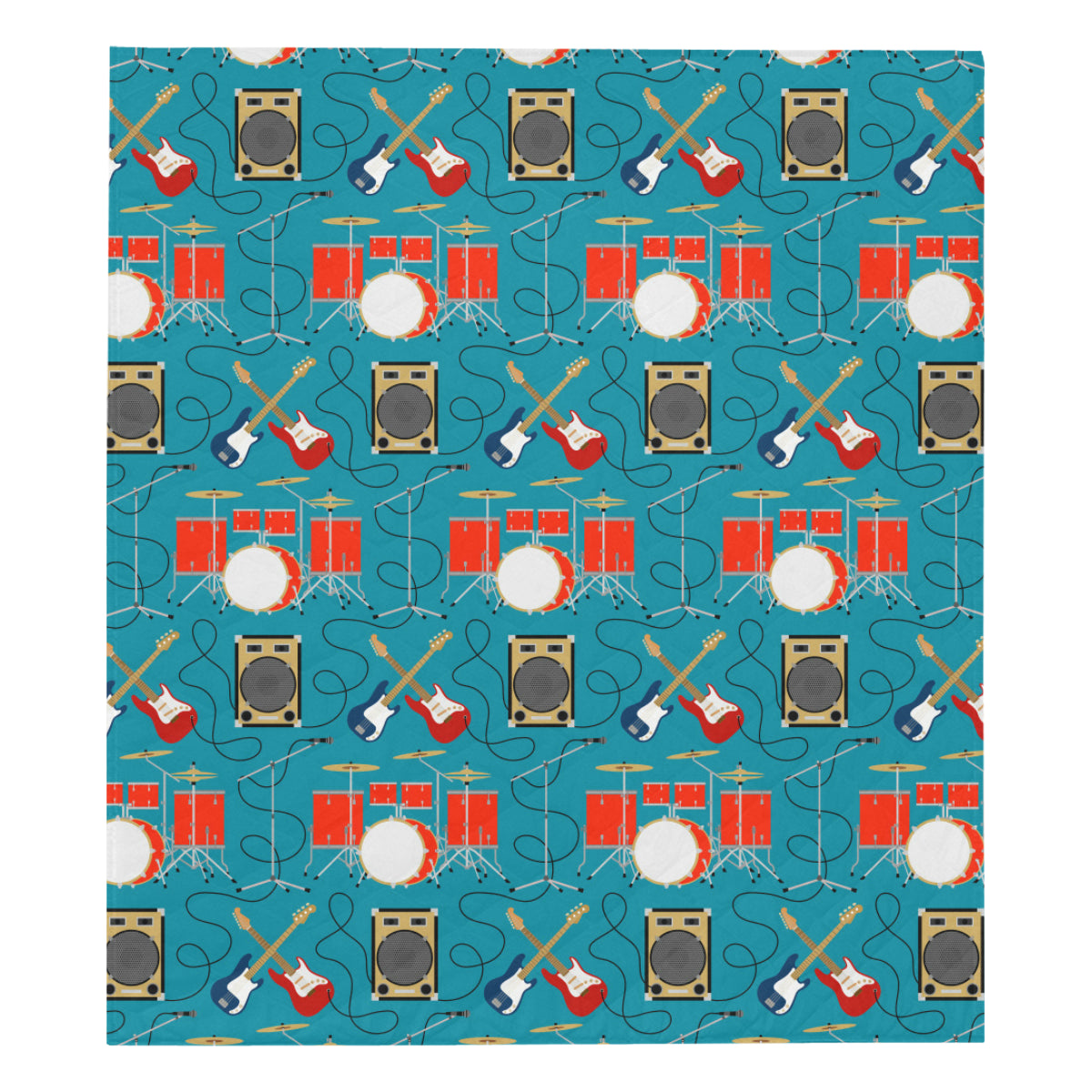 Drum Set Guitar Pattern Print Design 02 Premium Quilt