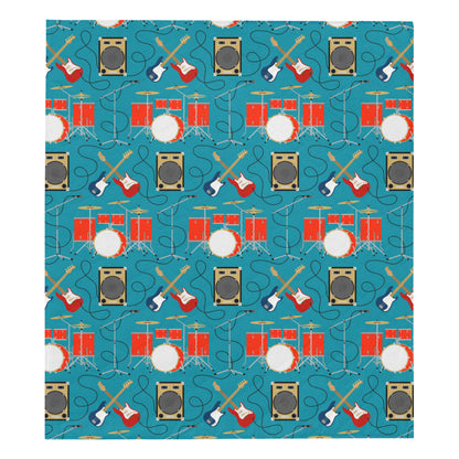 Drum Set Guitar Pattern Print Design 02 Premium Quilt