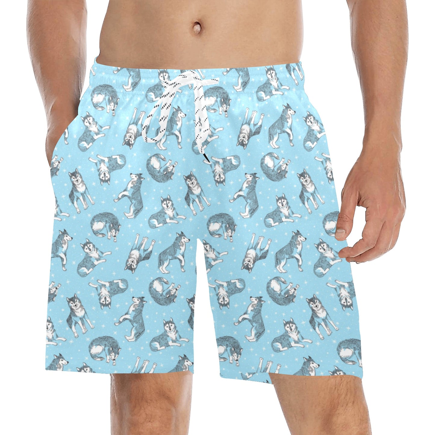 Wolf Design Print Pattern Men's Swim Trunks Beach Shorts