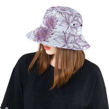 Water Lily Pattern Print Design WL01 Unisex Bucket Hat