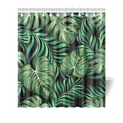 Green Fresh Tropical Palm Leaves Shower Curtain