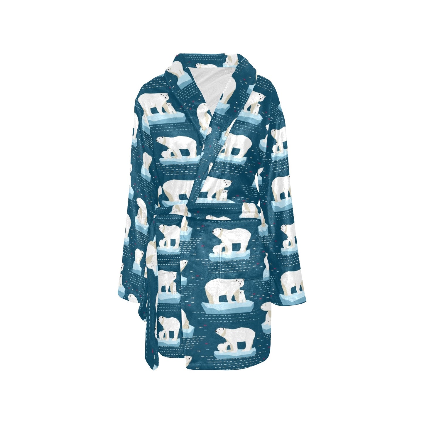 Polar Bear Pattern Print Design PB02 Women's Fleece Robe