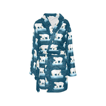 Polar Bear Pattern Print Design PB02 Women's Fleece Robe