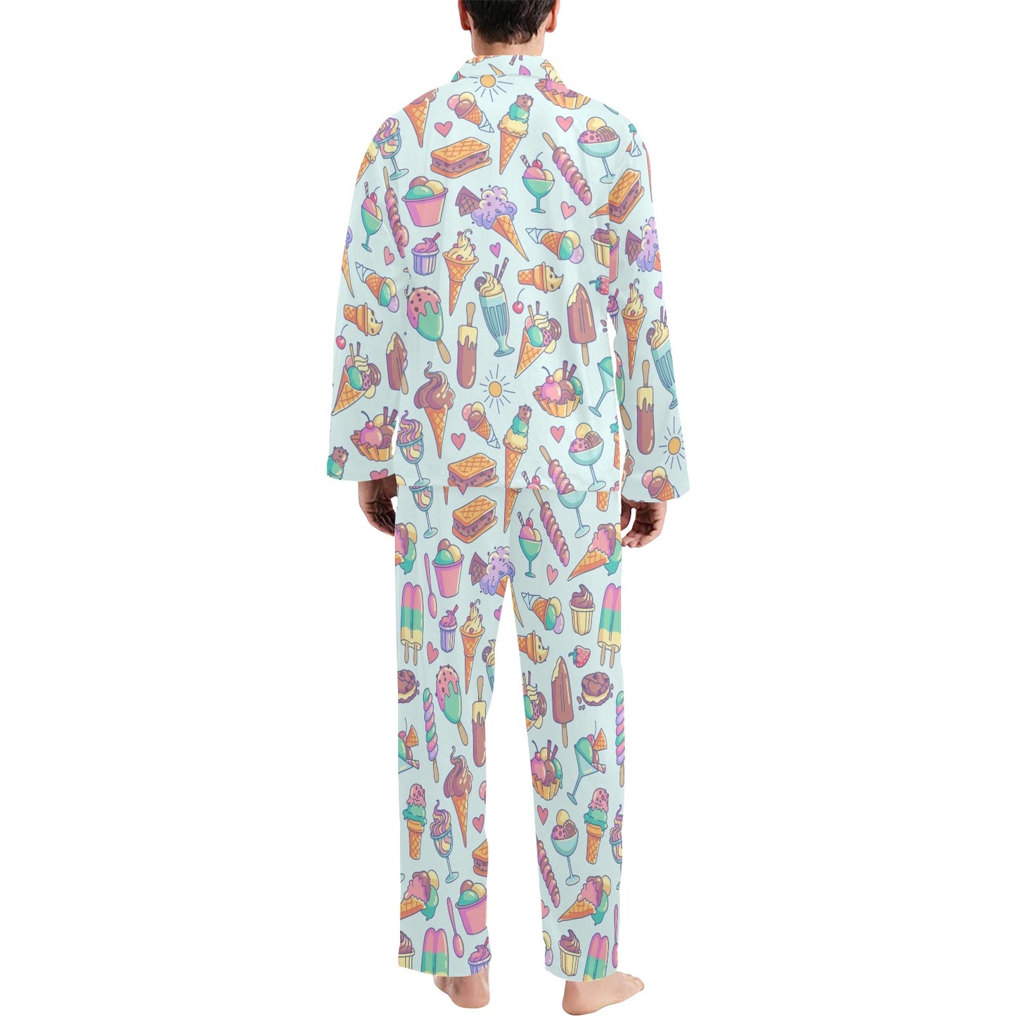 Ice Cream Pattern Print Design IC02 Men's Long Pajama Set
