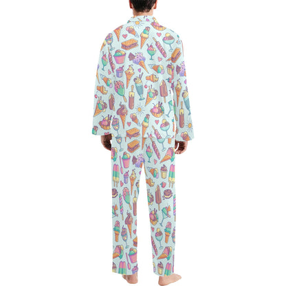 Ice Cream Pattern Print Design IC02 Men's Long Pajama Set