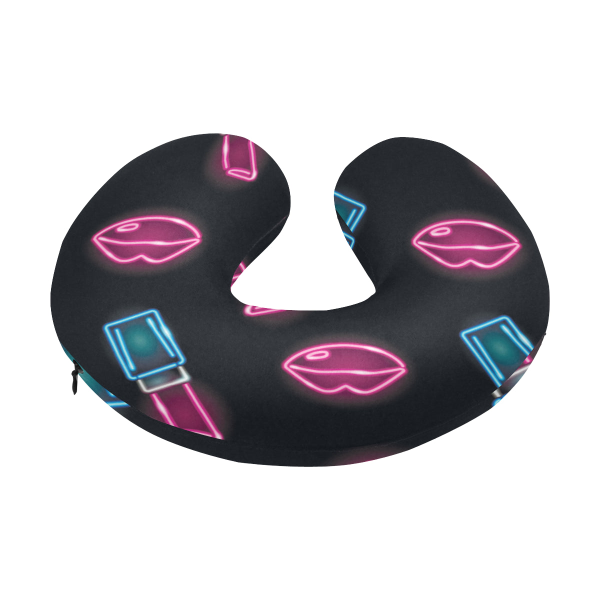 Lipstick Color Neon Pattern Print Design 03 U-Shaped Travel Neck Pillow