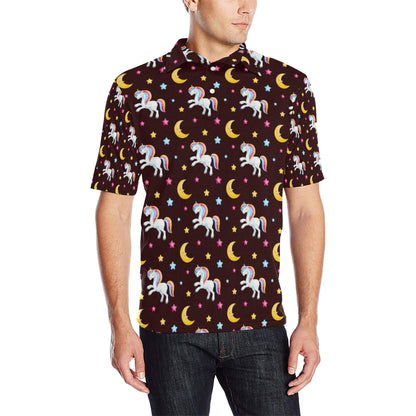 Unicorn Moon Star Men Polo Shirt
