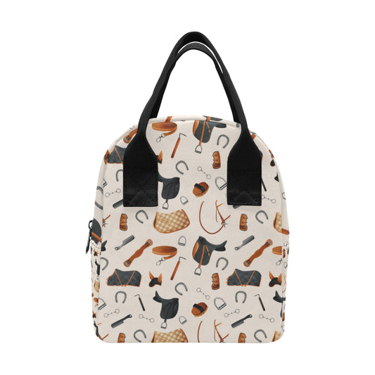 Equestrian Equipment Print Pattern Insulated Lunch Bag