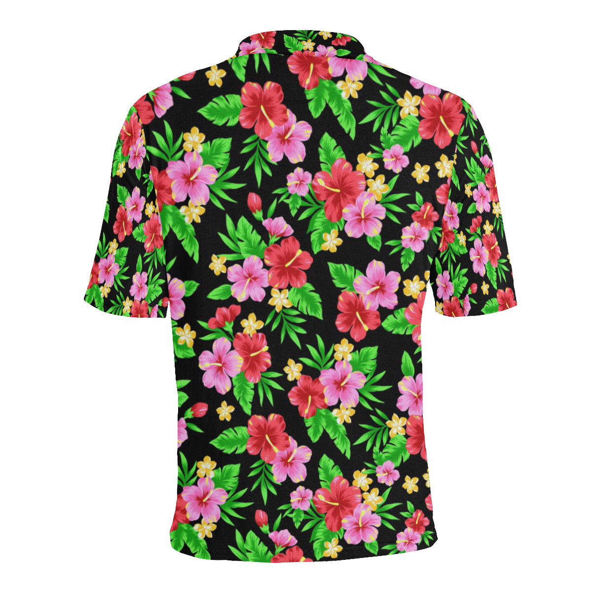 Pink Red Hibiscus Pattern Print Design HB023 Men Polo Shirt