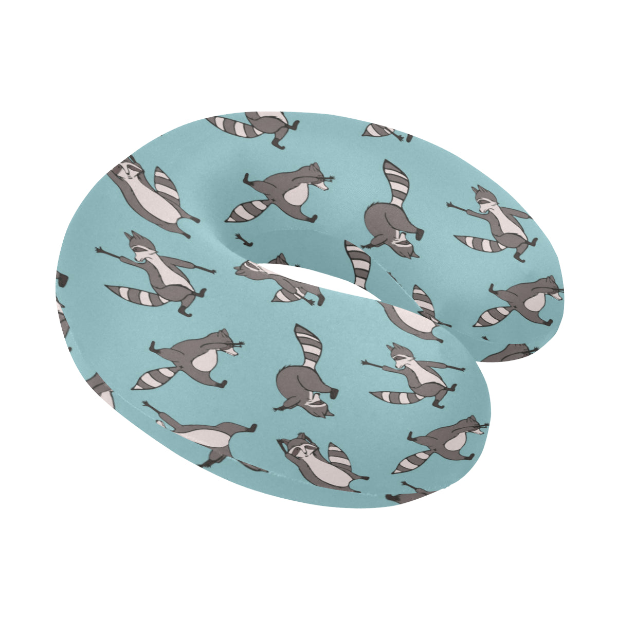 Raccoon Pattern Print Design A07 U-Shaped Travel Neck Pillow
