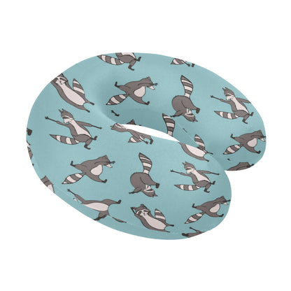 Raccoon Pattern Print Design A07 U-Shaped Travel Neck Pillow