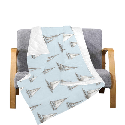 Sailing Ships Pattern Print Design A01 Premium Quilt