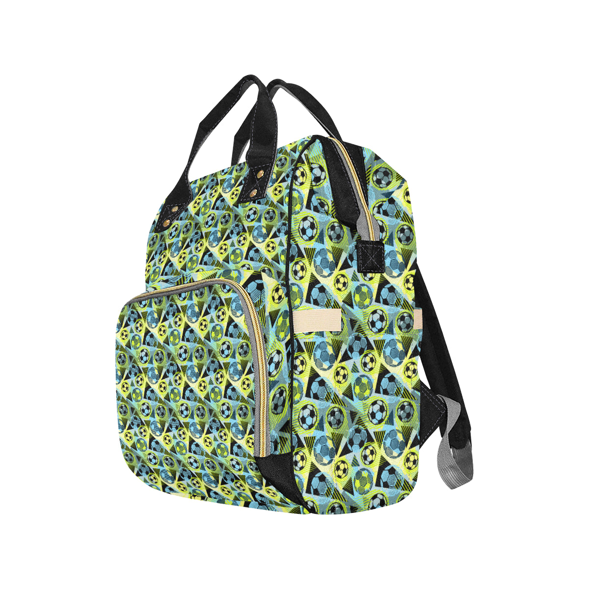 Soccer Ball Themed Print Design Diaper Bag Backpack