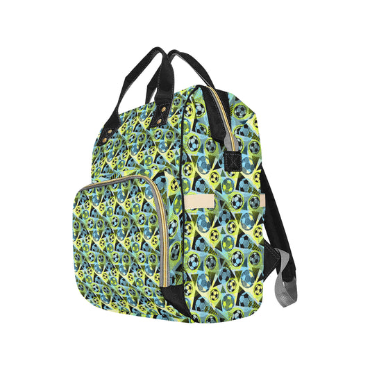Soccer Ball Themed Print Design Diaper Bag Backpack