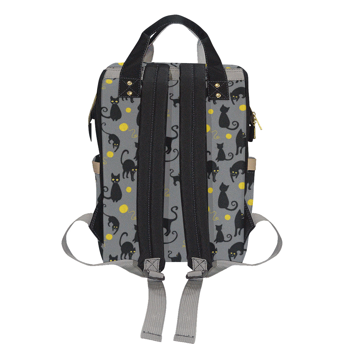 Black Cat Yellow Yarn Print Pattern Diaper Bag Backpack
