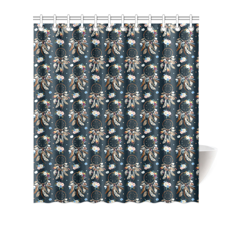 Dream Catcher Boho Floral Style Shower Curtain