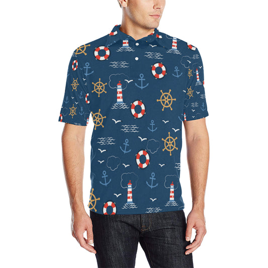 Nautical Pattern Print Design A06 Men Polo Shirt