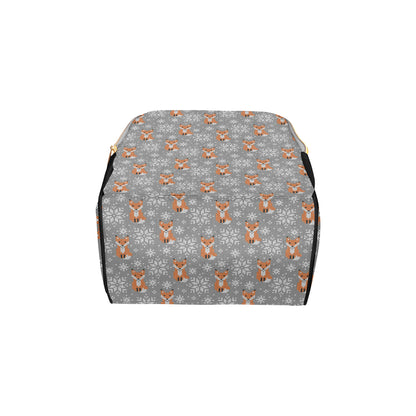 Knit Red Fox Pattern Print Design 02 Diaper Bag Backpack