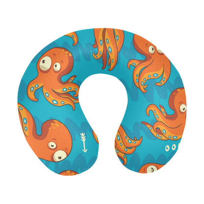 Octopus Pattern Print Design A02 U-Shaped Travel Neck Pillow